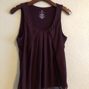 Marroon New York & Company chiffon and knit blouse